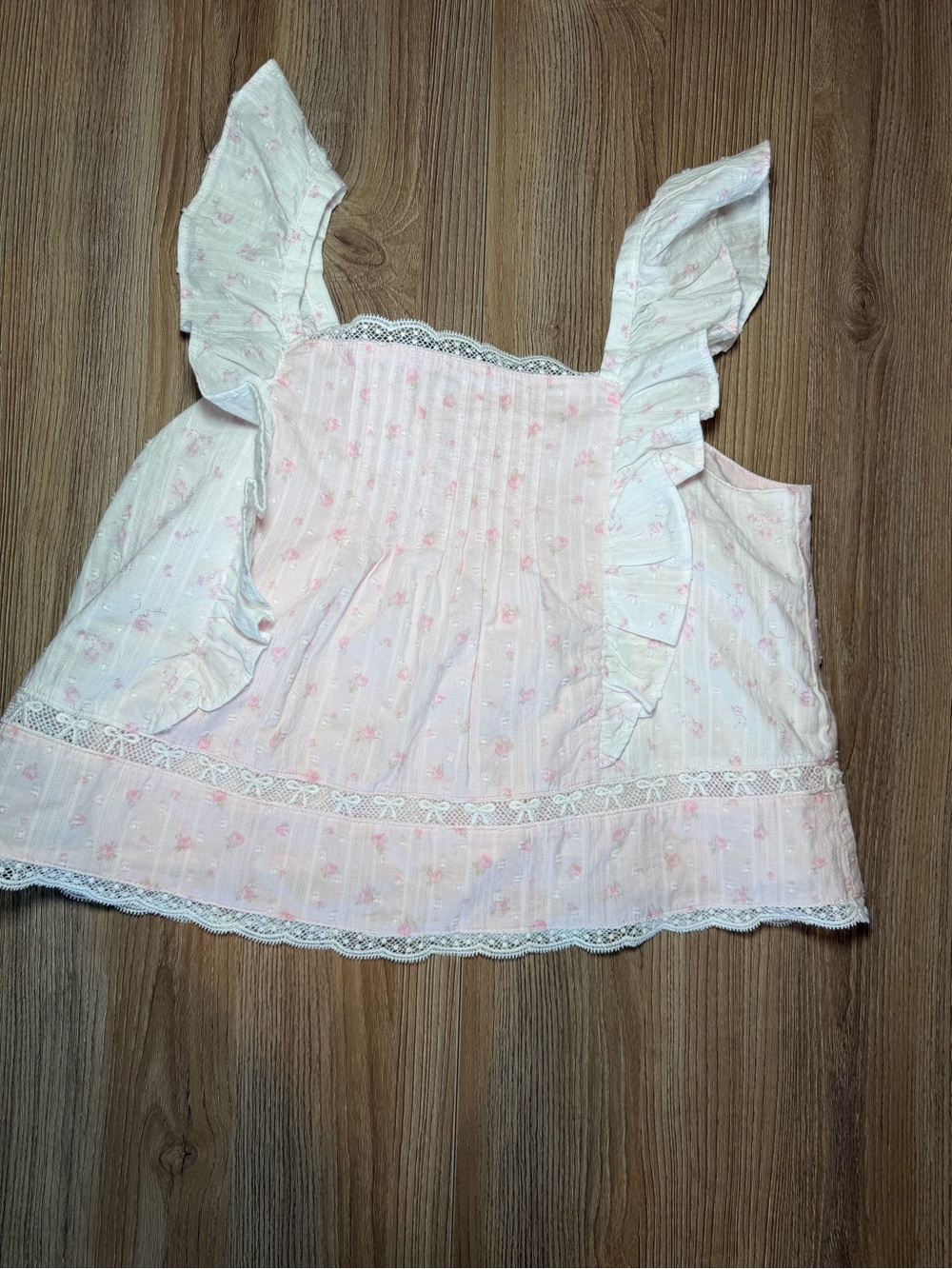 Girls' Pink Floral Ruffle Tank Top- loveshack Fancy